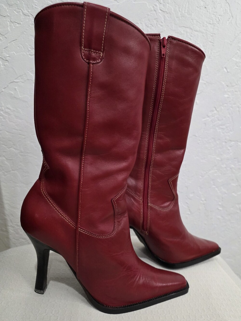 CL by Chinese Laundry Red Pointed-Toe Stiletto Mid-Calf Boots